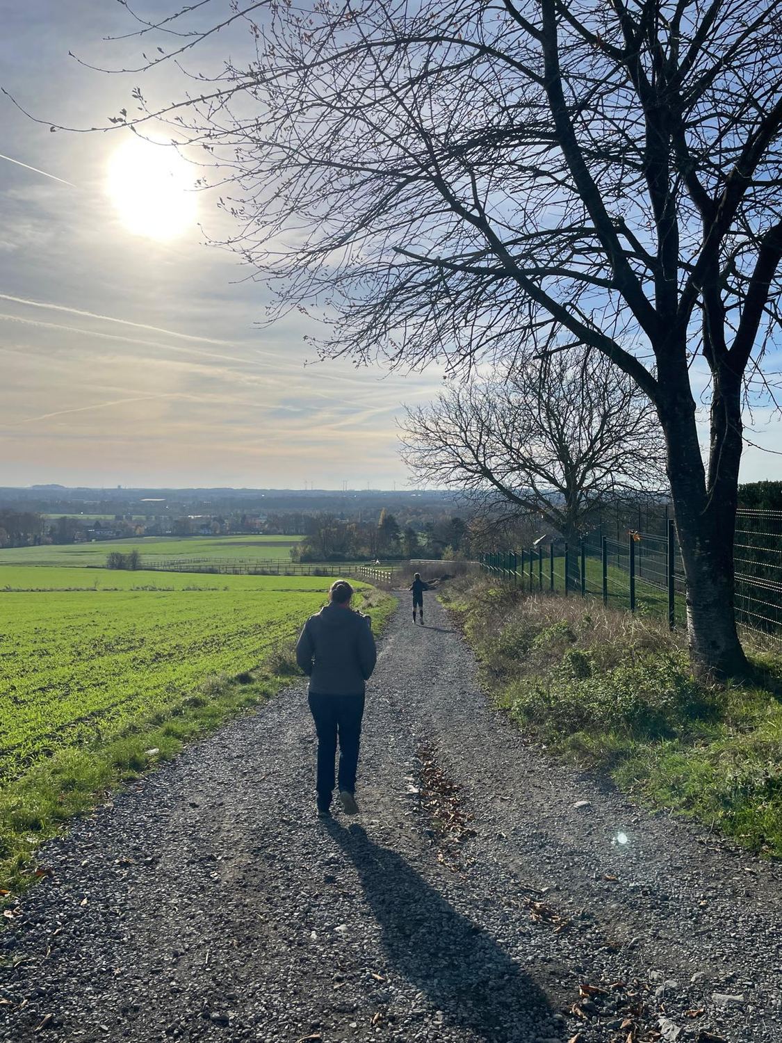 Marche sur le chemin, au soleil d’automne